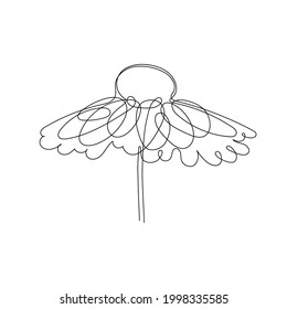 Handgezeichnete Blume, einreihige Kunst, stilvolle Kamillendecke. Doodle, Skizzenstil, Minimalismus.Einzeln. Vektorgrafik