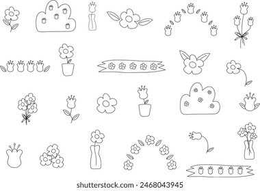 hand drawn Daisy and tulip line