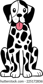 Hand Drawn Dalmatian Dog sitting waiting for owner illustration in doodle style isolated on background