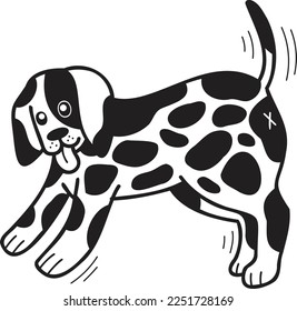 Hand Drawn Dalmatian Dog walking illustration in doodle style isolated on background