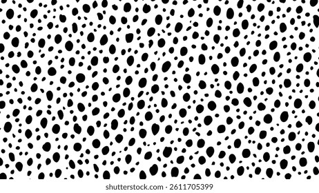Hand drawn dalmatian print vector. Abstract black and white spots pattern background.