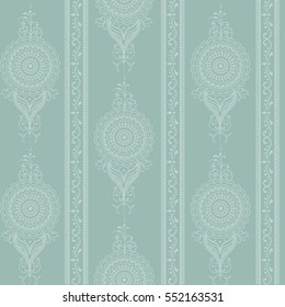 Hand drawn Damascus seamless pattern of floral ornament for wallpaper background in vintage style print for textiles.Vector illustration