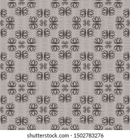 Trazo sin fisuras del amortiguador dibujado a mano. Motif moderno japonés medallón en color marrón oscuro. Los elegantes tonos neutros. Todo impreso para decoración asiática, moda. Repetición de la muestra de vectores
