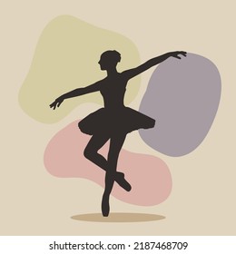 Hand drawn dancer silhouette illustration with abstract background.