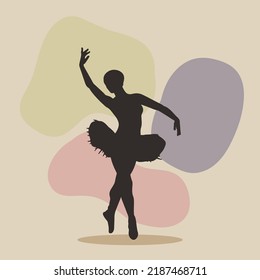 Hand drawn dancer silhouette illustration with abstract background.