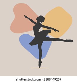 Hand drawn dancer silhouette illustration with abstract background.