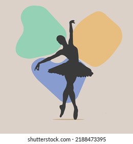 Hand drawn dancer silhouette illustration with abstract background.