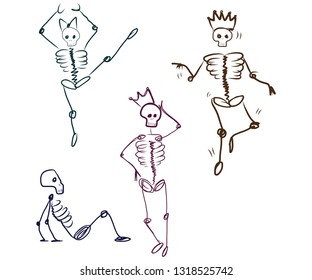 Hand drawn dancing skeletons