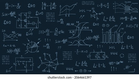 Hand drawn dark blue engineering background