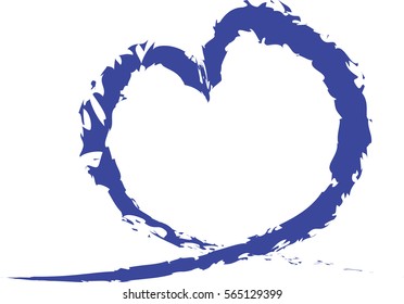Hand drawn dark blue hearts Vector. Valentine Day Icons.

