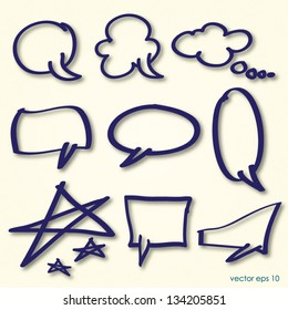 Hand drawn, dark blue speech collection, vector format