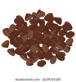 Hand drawn dark chocolate chips. Vector sweet elements with soft glossy look. For packaging, dessert graphics, baking designs, menu decoration, promo visuals