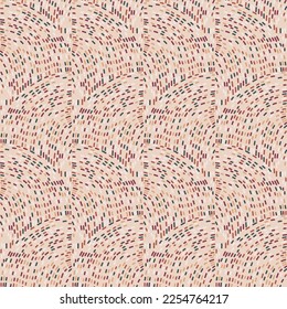 Hand drawn dash lines mosaic seamless pattern. Doodle style broken line endless wallpaper. Dashes motif. Design for fabric , textile print, surface, wrapping, cover. Vector illustration