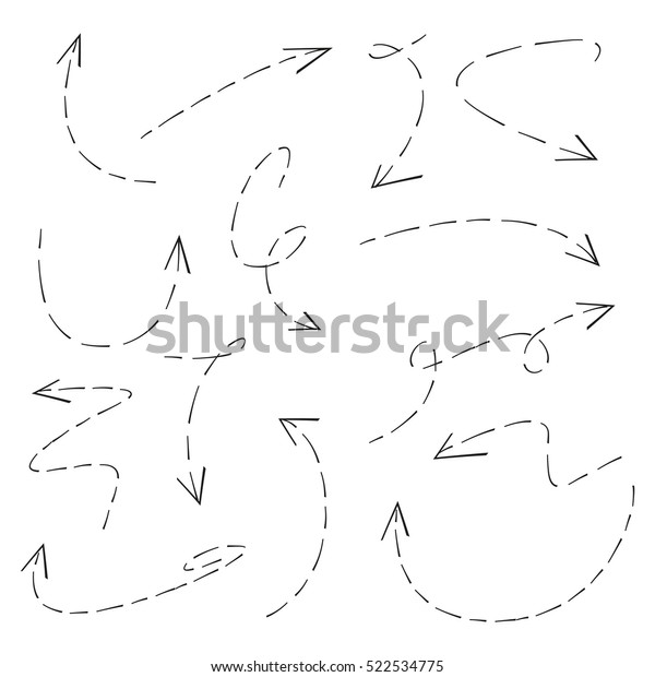 Hand Drawn Dashed Arrows Stock Vector Royalty Free 522534775 Shutterstock 0156