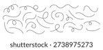 Hand drawn Dashed line swirl vector. Dotted path decorative flourish, Hand drawn curly motion symbol. Vector illustration.