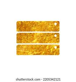 Hand drawn Database icon in gold foil texture vector illustration