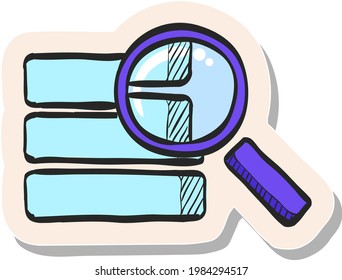 Hand drawn Database search icon in sticker style vector illustration