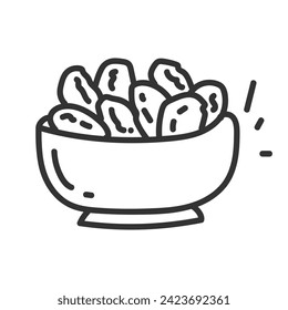 Hand drawn dates, moslem, fasting, islam, ramadan, Ramadan Fasting. Vector illustration.