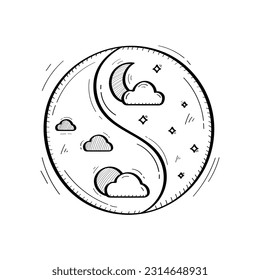 Hand Drawn Day And Night Icon Vecttor Design.