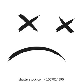 Hand drawn dead emoji black no background
