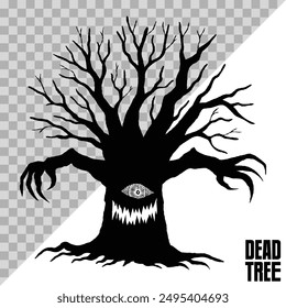 silueta de árbol muerto dibujado a mano. árbol de halloween.