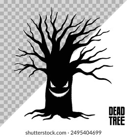 hand drawn dead tree silhouette. halloween tree.