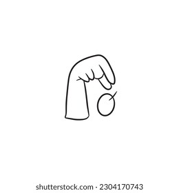 Hand drawn deaf and voiceless language letter Q,isolated on white background,vector illustration eps10 