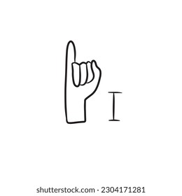 Hand drawn deaf and voiceless language letter I,isolated on white background,vector illustration eps10 