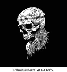 handgezeichnete Death Metal Horror Skull Illustration