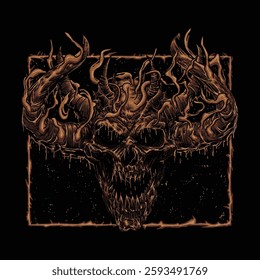 hand drawn death metal skull illustration