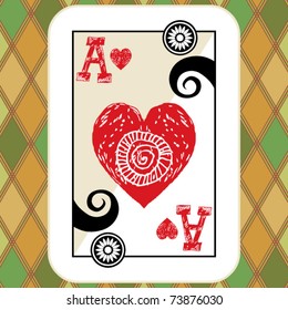 Hand Drawn Deck Of Cards, Doodle Ace Of Hearts