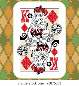 hand drawn deck of cards, doodle king of diamonds