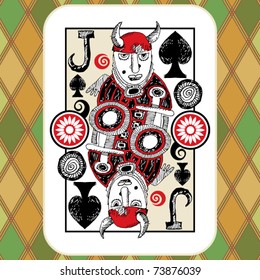 hand drawn deck of cards, doodle jack of spades