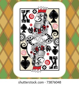 Hand Drawn Deck Of Cards, Doodle King Of Spades