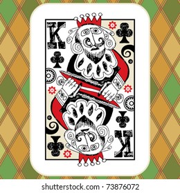 cartas puxadas à mão de baralho, rabiscar rei de paus