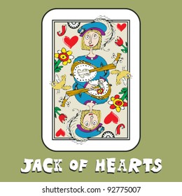 hand drawn deck of cards, doodle jack of hearts