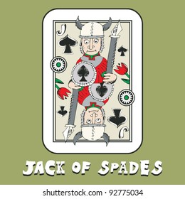 hand drawn deck of cards, doodle jack of spades