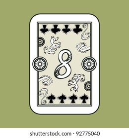 hand drawn deck of cards, doodle 8 of spades