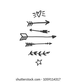 Hand drawn decor elements set. Baby art. Clipart, isolated vector details.