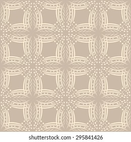 Hand drawn decor  flowers on coffee-colored background, vintage tile design, seamless vector pattern, print lace