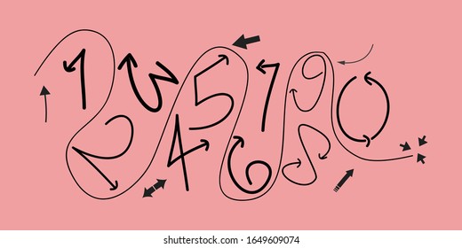 hand drawn decorate number arrows