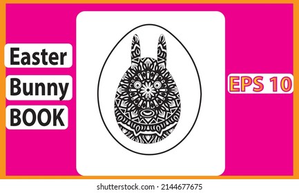 Hand drawn decorated cartoon rabbit with egg. Henna Paisley flowers Mehndi. Image for adult or children coloring page, tatoo, decorate dishes, cups, porcelain, ceramics, walls. eps 10.
Coloring book 