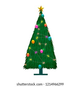 Hand drawn decorated Christmas tree