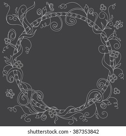 Hand drawn decorated frame in boho style. template for invitation, greeting card, postcard.   Vector illustration - eps 10.