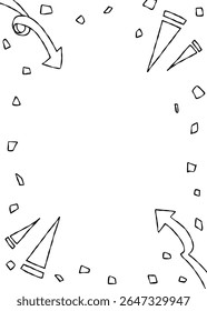 Hand Drawn Decoration Frame, Background, Line Art, Confetti, Arrow, Vertical