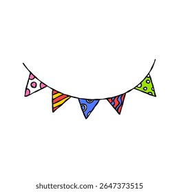 Matériau de décoration dessiné à la main, Guirlande, Drapeau de fête, Drapeau de bruant