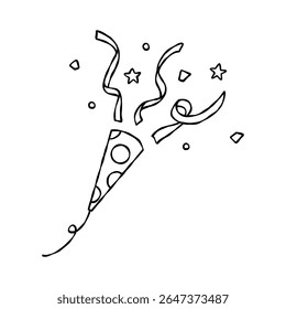 Hand Drawn Decoration Material, Line Art, Party Popper