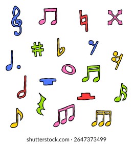 Hand Drawn Decoration Material, Music Notes, Music Symbols Set