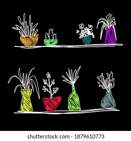 Hand drawn of decoration plants