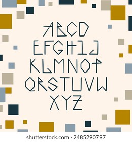 Hand drawn decorative alphabet. Abstract font, Latin uppercase letters